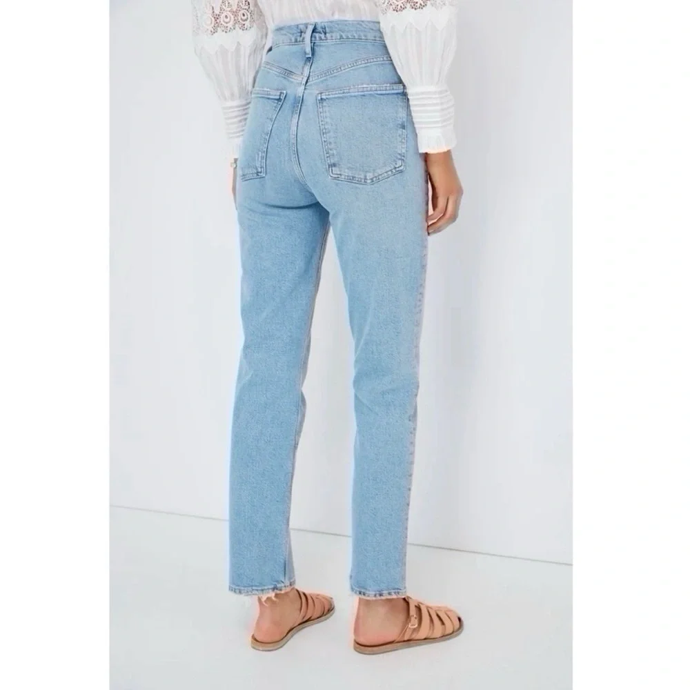 NEW Agolde Lyle Rift Jeans Blue Straight Designer High Rise